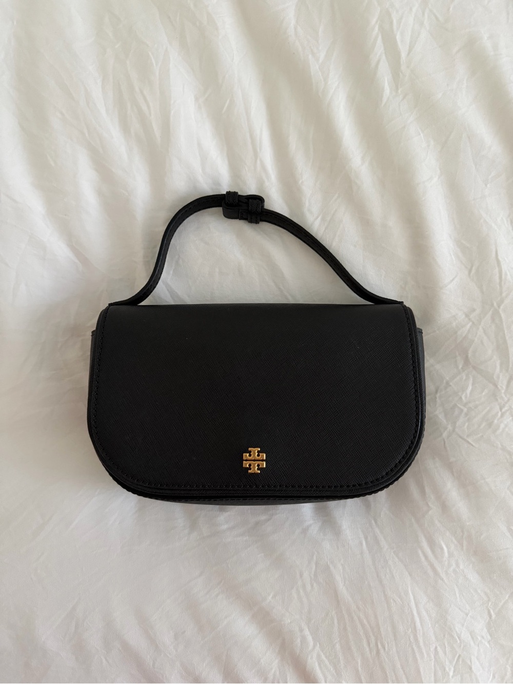 Brand New Never used Tory Burch Black Leather Shoulder Bag with Gold